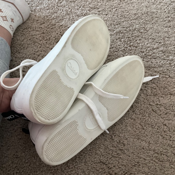 CHLOE - Net Sustain Lauren Scalloped Leather Sneakers - Picture 5 of 7